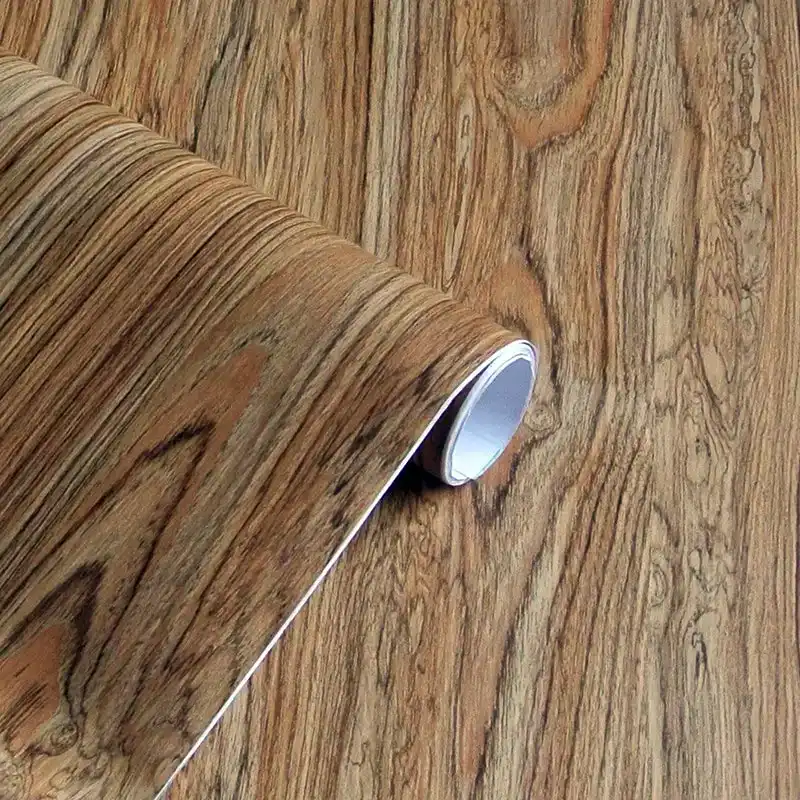 Película decorativa de PVC de grano de madera.